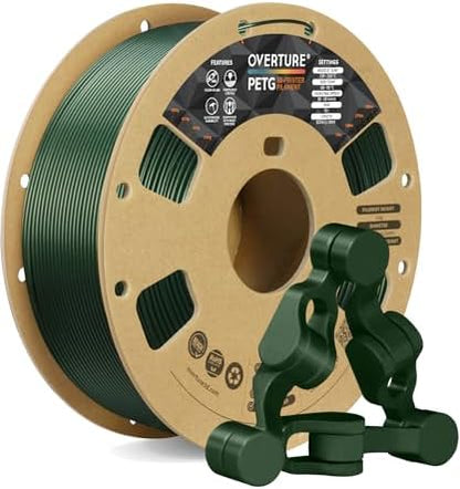 OVERTURE PETG 3D Printer Filament 1.75mm, Neatly Wound Durable PETG 1kg Spool (2.2lbs), Strong Toughness Filament, Dimensional Accuracy +/- 0.02mm, Fit Most FDM Printers (Army Green)