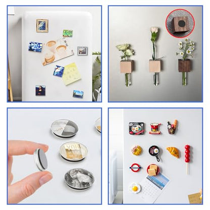 Magnetic Dots with Adhesive Backing (Diameter 1.2" x 0.08"), 240 Pieces Anisotropy Circle Magnets for DIY, Art Projects, Whiteboards & Fridge