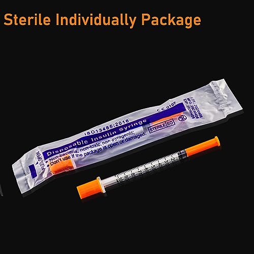 U-100 1ml Syringe with Needle, 31G 1/4" 6mm 1cc Syringes, Disposable Individual Package, Pack of 100