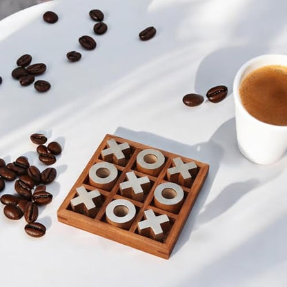 T one wooden Tic Tac Toe Game | board games for adults | Table Top Living Room Decor Fun family Games | board games for family night | board games for kids (Design-1)