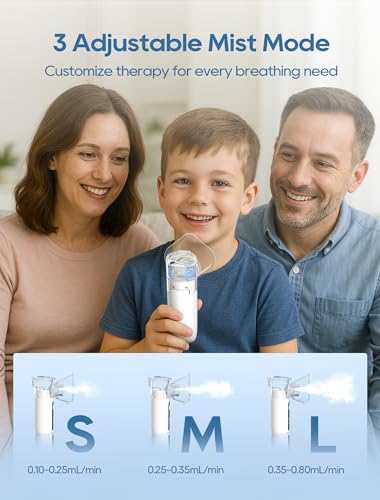 Portable Nebulizer for Adults and Kids with Smart LED Display, 3 Modes & Auto-Cleaning, Handheld Nebulizer for Home and Travel Use