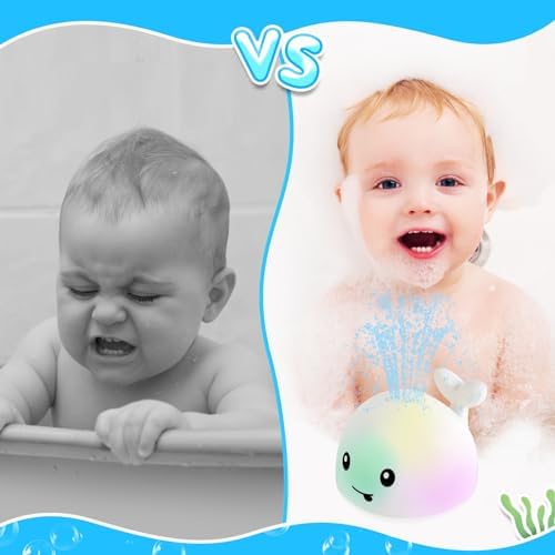 Baby Bath Toys, Toddler Bath Toys for Kids Ages 1-3, Light Up Whale Bath Toy Sprinkler, Pool Water Table Infant Baby Toys 6-12-18 Months, Bathtub Fountain Toy, Toddler 1st Birthday 1 2 3 Gifts