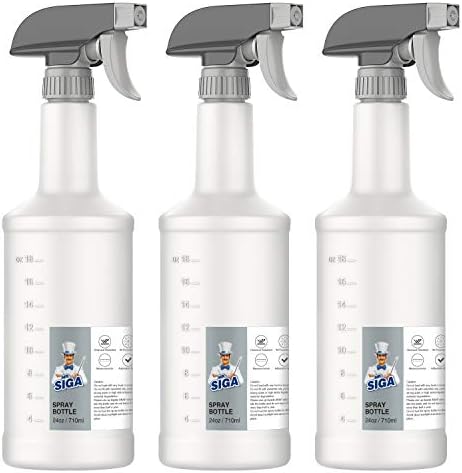 MR.SIGA 24 oz Empty Plastic Spray Bottles for Cleaning Solutions, Heavy Duty Household Reusable Spray Bottles with Measurements and Adjustable Leak Proof Nozzle, 3 Pack