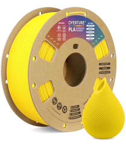 OVERTURE PLA Filament 1.75mm, Neatly Wound 3D Printer Filament 1kg Spool (2.2lbs), Dimensional Accuracy +/- 0.02 mm, Fit Most FDM 3D Printers (Lemon Yellow)