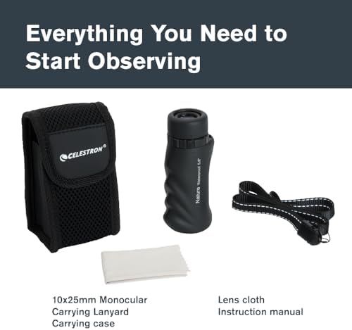 Celestron – Nature 10x25 Monocular – Ideal for Hiking and Wildlife Viewing – Multi-Coated Optics – 25mm Objective Lens – BaK-4 Prism –Twist-Up Eyecup – Waterproof & Fogproof