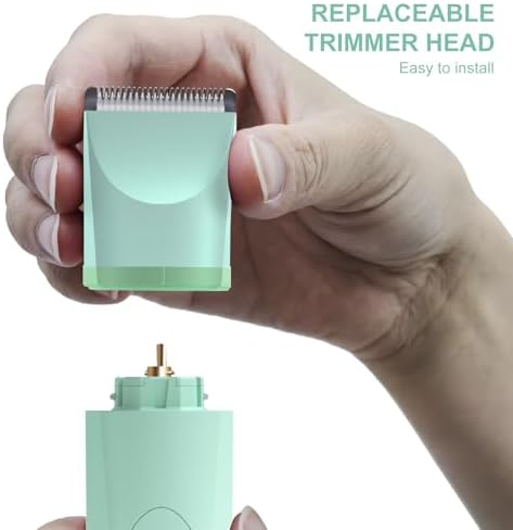 OLOV Electric Body Hair Trimmer - Groin Trimmer for Men - Bikini Trimmer Women - Wet/Dry Shaver Groomer, Replaceable Ceramic Blade Heads, USB Recharge Dock, Waterproof Hygiene Razor, Green