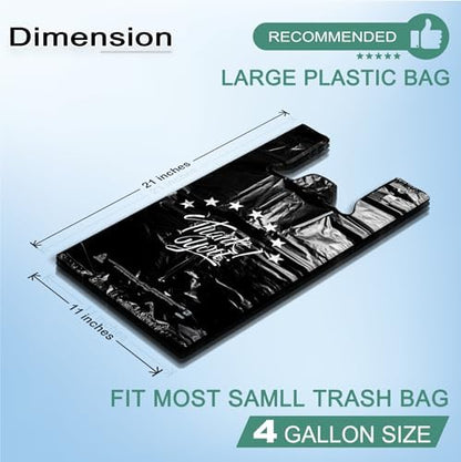1000 Count Black “Thank You” T-Shirt Bags – Reusable & Disposable Grocery & Supermarket Carry Bags, 11"x6"x21"