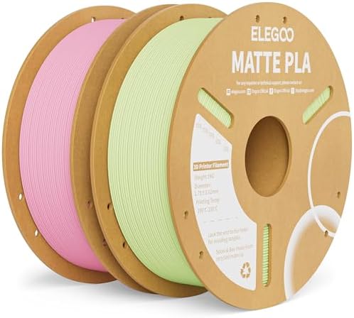 ELEGOO Matte PLA Filament Sakura Pink & Mint Green 2KG, 1.75mm 3D Printer Filament Dimensional Accuracy +/- 0.02mm, 2pcs 1kg Carboard Spool (2.2lbs) Fits for Most FDM 3D Printers