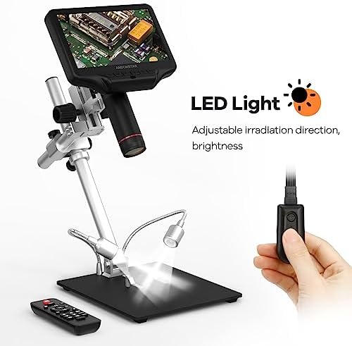 Andonstar AD407 Pro 3D HDMI Soldering Digital Microscope with Pro Metal Stand 4MP UHD and 7 inch Adjustable LCD Screen USB Video Microscopes for Phone Repairing SMT SMD DIY