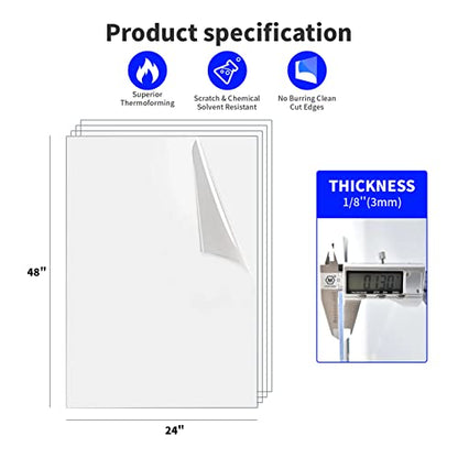 Art3d (2 Pack) 1/8" Thick Plexiglass Sheets - 48" x 24" PET Clear Acrylic Sheets for Art Design，Craft Projects, Signs, DIY in Home, Wedding, Festival,Party,Office