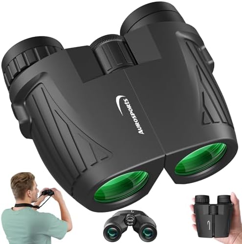 Aurosports 15x25 Compact Binoculars for Adult Kids - High Power Binoculars for Bird Watching - Easy Focus Small Binocular with Low Light Vision for Travel, Camping, Concert, Hiking