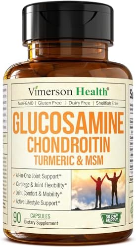 Glucosamine Chondroitin MSM and Turmeric Supplement - Joint Support Supplement for Women & Men with Boswellia & Glucosamine Sulfate 1500 mg. Used for Cartilage & Joint Health & Flexibility 90 Capsules