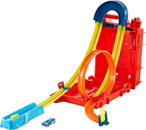 Hot Wheels Track Builder Unlimited Playset Fuel Can Stunt Box, 14 Component Parts & 1:64 Scale Toy Car | Hot Wheels Set of 10 1:64 Scale Toy Trucks and Cars
