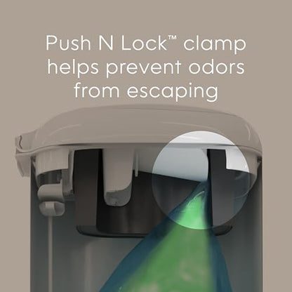 Diaper Genie Select Pail is Made of Durable Stainless Steel and Includes 1 Starter Square Refill That can Hold up to 165 Newborn-Sized Diapers.