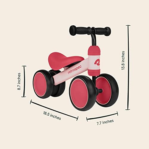 Retrospec Cricket Baby Walker Balance Bike with 4 Wheels for Ages 12-24 Months - Baby Toys & Toddler Toys for 1 Year Olds - Ride On Bicycle - Boys & Girls