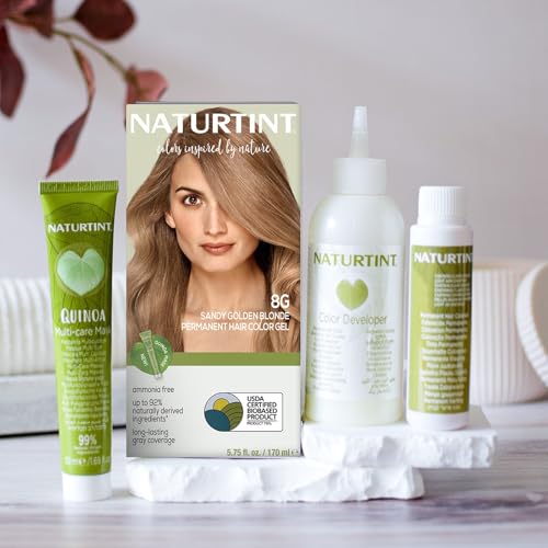 Naturtint 8G Sandy Golden Blonde Permanent Hair Color (Pack of 6), Ammonia Free, Vegan, Cruelty Free, up to 100% Gray Coverage, Long Lasting Results (Packaging may vary)