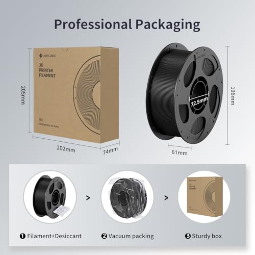 ANYCUBIC 3D Printer Filament PLA Bundle, PLA Filament 1.75mm Dimensional Accuracy +/- 0.02mm, 1KG Reusable Spool, 2KG Black