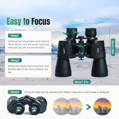30x50 High Powered Binoculars for Adults, Waterproof Compact Binoculars with Low Light Vision for Bird Watching Hunting Football Games Travel Stargazing Cruise with Carrying Bag