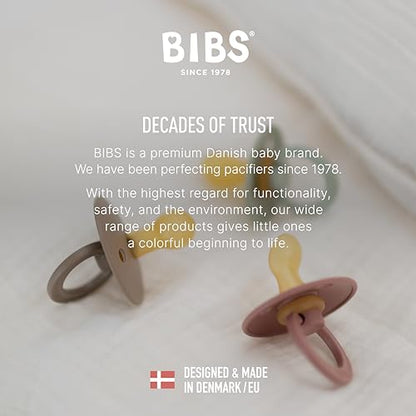 BIBS Pacifiers Colour Collection | Natural Rubber Baby Pacifier | Set of 2 BPA-Free Soothers | Made in Denmark | 0+ Months (Pack of 2) | Dusty Blue/Steel Blue