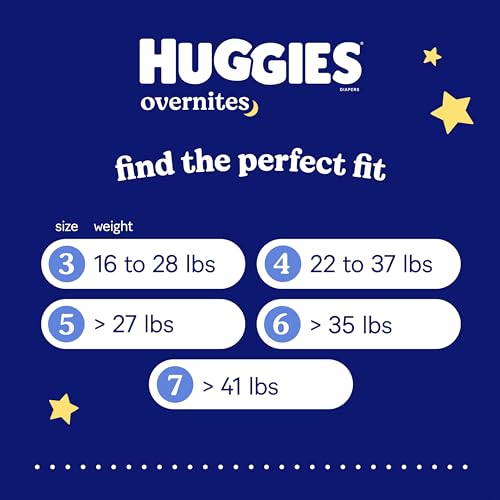 Huggies Size 6 Overnites Baby Diapers: Overnight Diapers, Size 6 (35+ lbs), 84 Ct (2 Packs of 42), Packaging May Vary