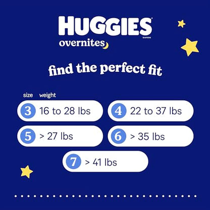 Huggies Overnites Size 3 Overnight Diapers (16-28 lbs), 66 Ct, Packaging May Vary