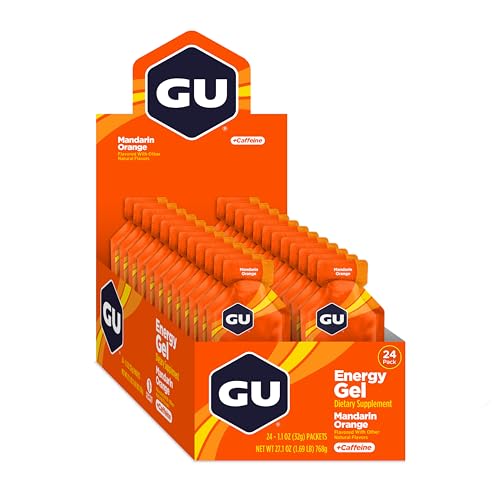 GU Energy Original Sports Nutrition Energy Gel, Vegan, Gluten-Free, Kosher, and Dairy-Free On-the-Go Energy for Any Workout, 24-Count, Mandarin Orange