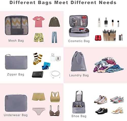 BAGAIL 8 Set Packing Cubes Luggage Packing Organizers for Travel Accessories (Red Flamingo)