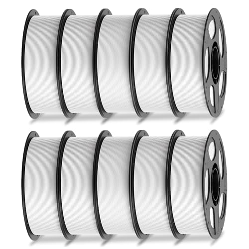 ANYCUBIC PLA Filament 1.75mm Bundle, 3D Printer Filament 1.75mm Dimensional Accuracy +/- 0.02mm, 1KG Spool (2.2 lbs), 10KG White