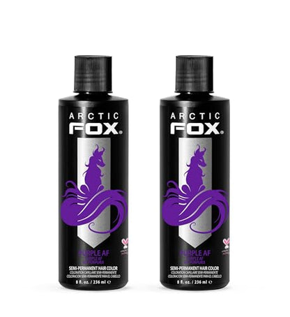 Arctic Fox Semi-Permanent Hair Dye, Vegan & Cruelty-Free, Conditioning, Ammonia-Free, Long Lasting, Purple AF, For All Hair Types, 8 Fl Oz (Pack of 2)