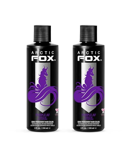 Arctic Fox Semi-Permanent Hair Dye, Vegan & Cruelty-Free, Conditioning, Ammonia-Free, Long Lasting, Purple AF, For All Hair Types, 8 Fl Oz (Pack of 2)