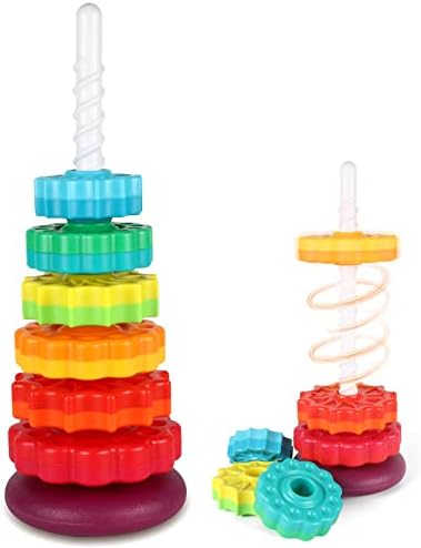 Spinning Toy, Rainbow Stacking Toys for Toddlers 1-3, Ring Stacker Baby Toys 6 to 12 Months, 1 One Year Old Girl Boy Christmas Birthday Gifts, Montessori Autism Sensory Toy