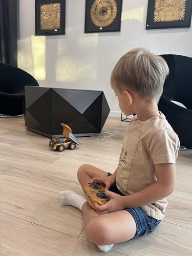 RC Dump Truck Toy, 9-Channel Remote Control Toy with Metal Bed & Light, Rechargeable Battery, Kids Construction Vehicle Truck Toys for 3+ Boys, Perfect 2024 Kid Birthday Gift for Ages 3-12+