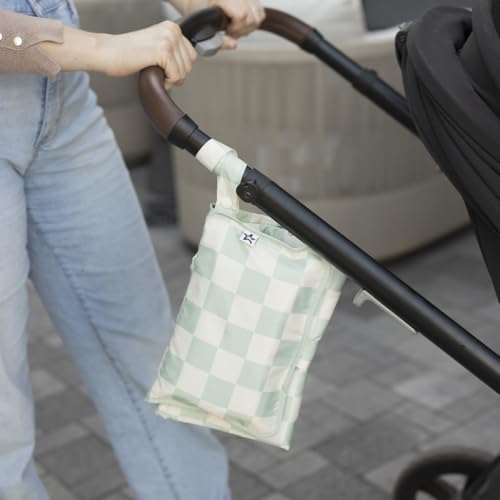 Tiny Twinkle Portable Diaper Changing Pad-Foldable Waterproof Changing Mat&Portable Changing Pad for Travel,Baby Changing Station with Smart Wipes Pocket&Storage (Sage Checkers)
