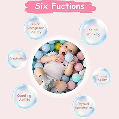 Vanland Ball Pit Balls for Baby and Toddler Phthalate Free BPA Free Crush Proof Plastic - Multicolored Pit Balls in Reusable Play Toys for Kids with Storage Bag