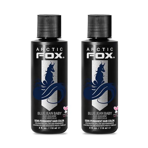 Arctic Fox Semi-Permanent Hair Dye, Vegan & Cruelty-Free, Conditioning, Ammonia-Free, Peroxide-Free, Blue Jean Baby, Long-Lasting Color, For All Hair Types, 4 fl oz (Pack of 2)