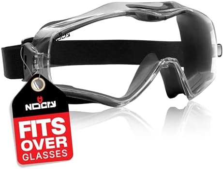 NoCry Safety Goggles Over Glasses with Extreme Impact Resistance — ANSI Z87.1 Certified Eye Protection with Anti-Fog, Anti-Scratch and UV380 Lenses — Adjustable Strap — Ideal for the Chemistry Lab