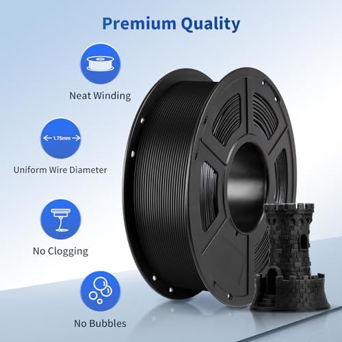 ANYCUBIC PLA Filament 1.75mm Bundle, 3D Printing PLA Filament 1.75mm Dimensional Accuracy +/- 0.02mm, 1KG Reusable Spool (2.2 lbs), 4KG Black