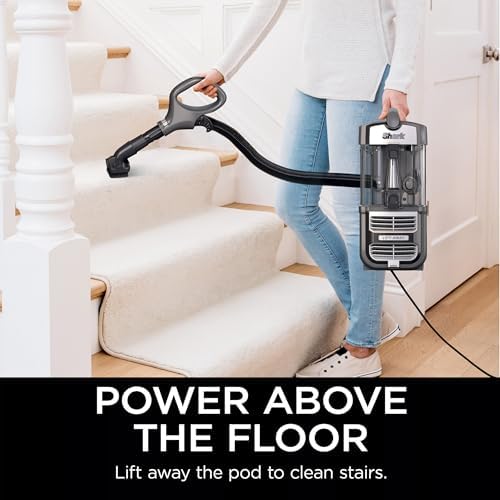 Shark UV730 Navigator Lift-Away Upright Vacuum, PowerFins HairPro Self-Cleaning Brushroll, HEPA Filter with Anti-Allergen Technology, LED Headlights, Swivel Steering, Gray (Renewed)
