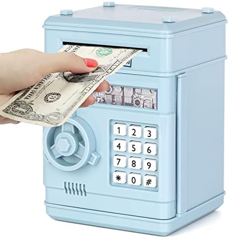 Refasy Piggy Bank Cash Coin Can ATM Bank Electronic Coin Money Bank for Kids Age 3-12, Money Savings Box Mini ATM Coin Bank Toys Gifts for 3 4 5 6 7 8 9 10 11 12 Year Old Boys Girls