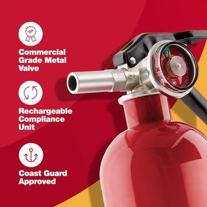 First Alert Fire Extinguisher for Home, Standard Rechargeable Compliance Unit, UL RATED 1-A:10-B:C, HOME1, Red, 1-Pack