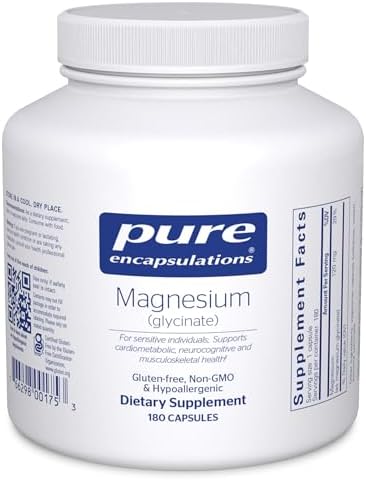 Pure Encapsulations Magnesium (Glycinate) - Supplement to Support Stress Relief, Sleep, Heart Health, Nerves, Muscles, and Metabolism* - with Magnesium Glycinate - 180 Capsules