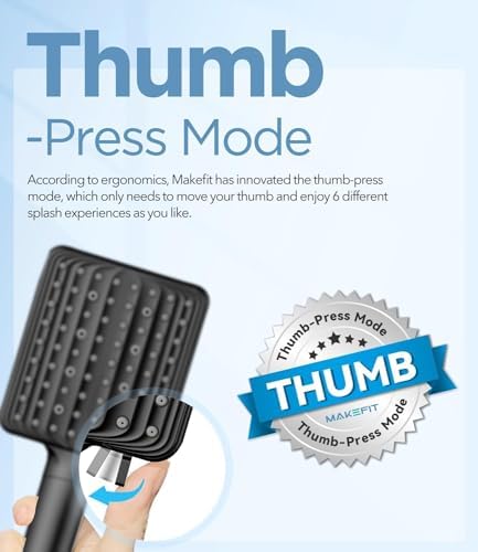 Filtered Shower Head Black - 6 Modes High Pressure Handheld Shower Head with Filter Mineral Beads, Detachable Handheld Showerhead Set with Stainless Steel Hose and Shower Arm Bracket