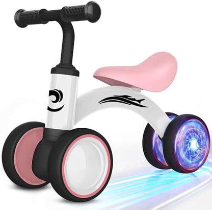 Colorful Lighting Baby Balance Bike Toys for 1 Year Old Girl Gifts, 10-36 Month Toddler Balance Bike, No Pedal 4 Silence Wheels & Soft Seat Pre-School First Riding on Toys, 1st Birthday Gifts.
