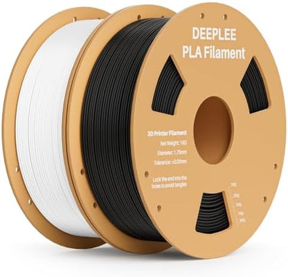DEEPLEE PLA 1.75mm 3D Printer Filament, Dimensional Accuracy +/- 0.02mm, Neatly Wound, No Clogging, Vacuum Package, Fits for Most FDM 3D Printers, 2 Pack 1kg Black & White