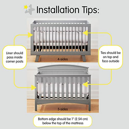 BreathableBaby Breathable Mesh Liner for Full-Size Cribs, Classic 3mm Mesh, Starlight (Size 4FS Covers 3 or 4 Sides)