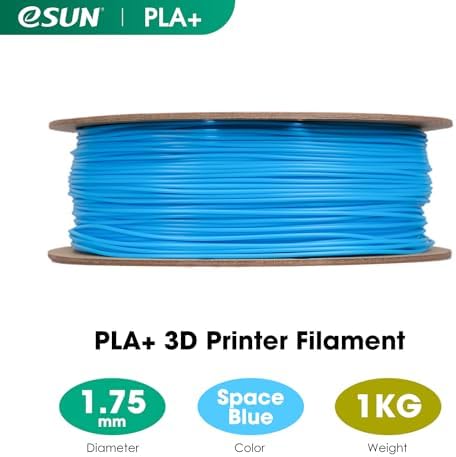 eSUN PLA+ Filament 1.75mm, 3D Printer Filament PLA Plus, Dimensional Accuracy +/- 0.03mm, 1KG Spool (2.2 LBS) 3D Printing Filament for 3D Printers, Space Blue