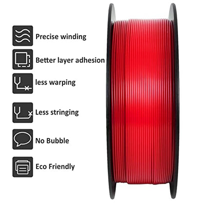 GIANTARM 3D Printer Filament, Red Pla Filament, 1Kg(2.2lbs) Spool, 1.75mm Dimension Accuracy +/- 0.03mm, 3D Printing Filament