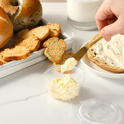 VITEVER [120 Sets - 3.25 oz ] Portion Cups With Lids, Small Plastic Containers with Lids, Airtight and Stackable Souffle Cups, Jello Shot Cups, Sauce Cups, Condiment Cups for Lunch, Party, Trips