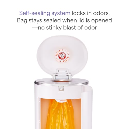 Munchkin® STEP™ Diaper Pail Powered by Arm & Hammer, #1 in Odor Control, Award-Winning, Includes 1 Snap, Seal & Toss™ Bag, 1 Starter Refill Ring, and 1 PUCK™ Baking Soda Cartridge
