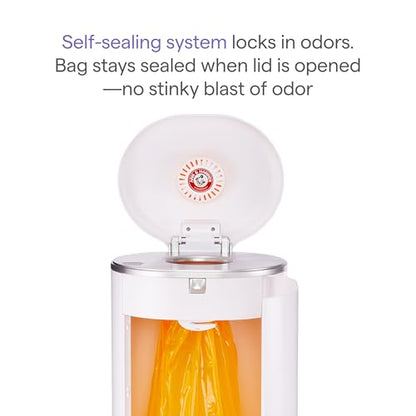 Munchkin® STEP™ Diaper Pail Powered by Arm & Hammer, #1 in Odor Control, Award-Winning, Includes 1 Snap, Seal & Toss™ Bag, 1 Starter Refill Ring, and 1 PUCK™ Baking Soda Cartridge